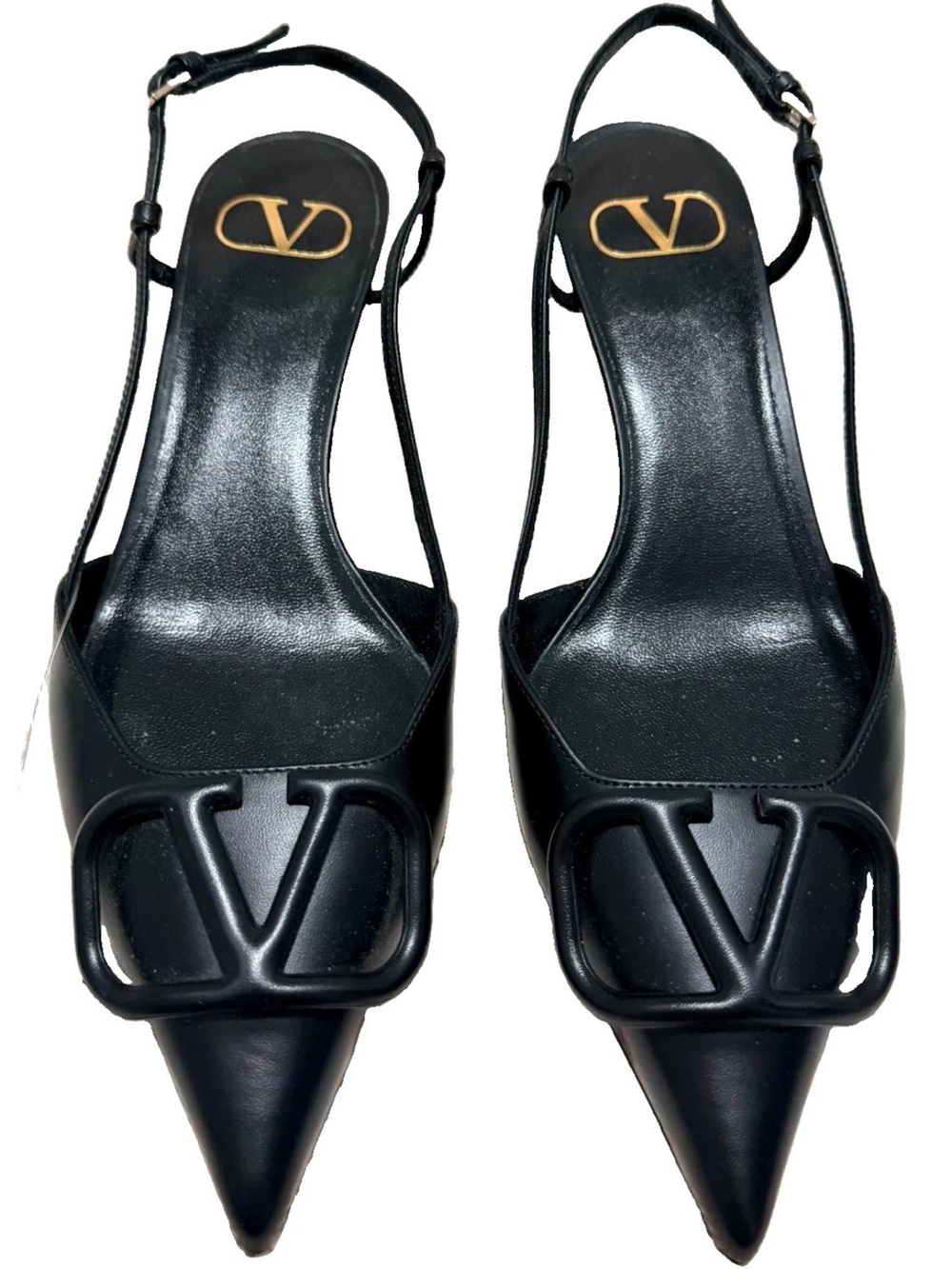 Valentino Garavani VLogo Black Leather Kitten Slingback - Picture 5 of 11